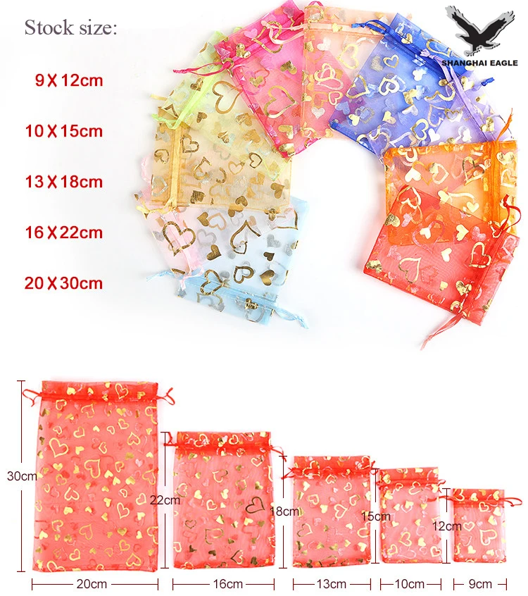 
Wholesale Custom Gift Pouch Jewelry Packaging Silk Organza Drawstring Bag 