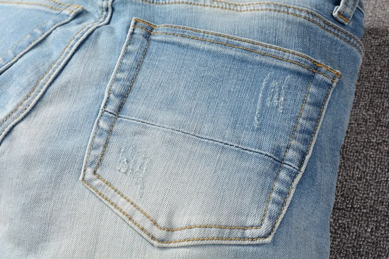 Rts For 827 Dropshipping wholesale streetwear ripped hole jeans boyfriend tapered damage blue destroy men jean