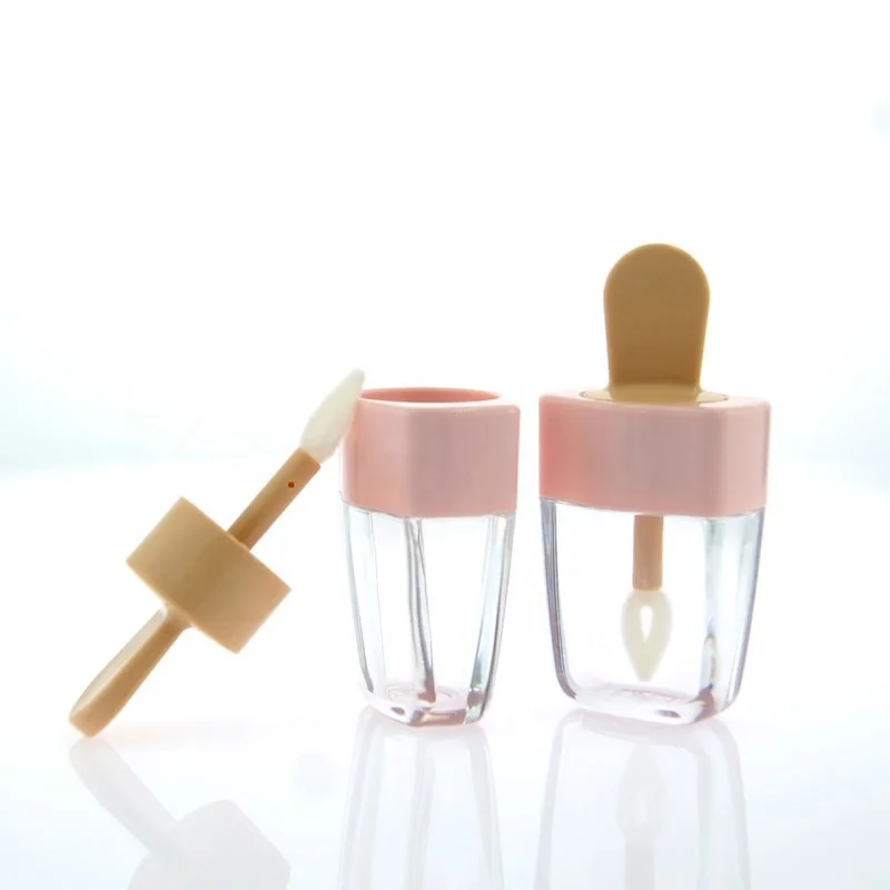 Cute 5ml Ice Cream Lip Gloss Tube for Kids Cosmetic Lipstick Personal Care Plastic Tubes Labeling Screw Vasos De Tubo Plastico