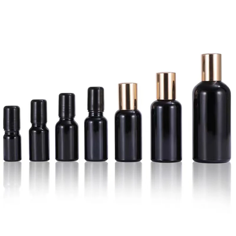 5ml 10ml 15ml 20ml 30 ml 50ml 100ml black perfume oil glass roller serum bottle with black cap