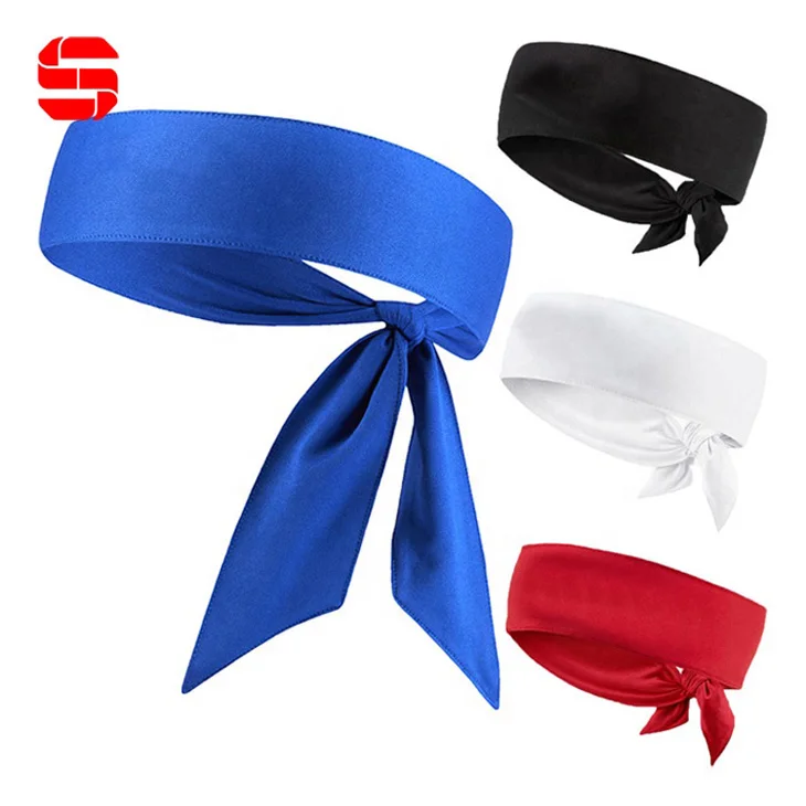 Custom Logo Stretchy Headtie Sublimation Printing Long Hair Bands Elastic Sports Tie Back Tennis Headband Head Ties
