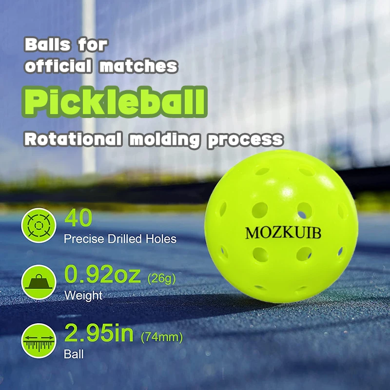 Mozkuib Pickleball Balls  Fast 40 Durable USAPA 40 Hole Neon Green  Seamless  Outdoor Pickleballs