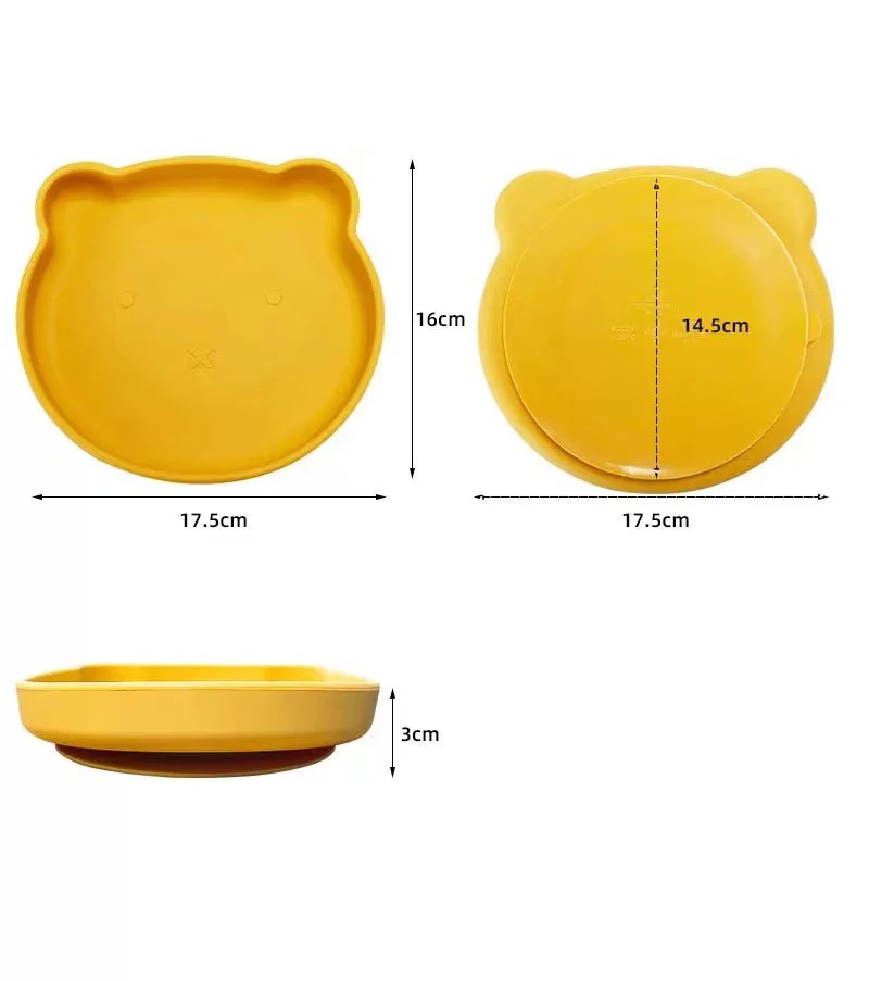 Hot selling ustomizable baby bowls feeding set 100% food-grade BPA FREE silicone kids feeding plastic plate set