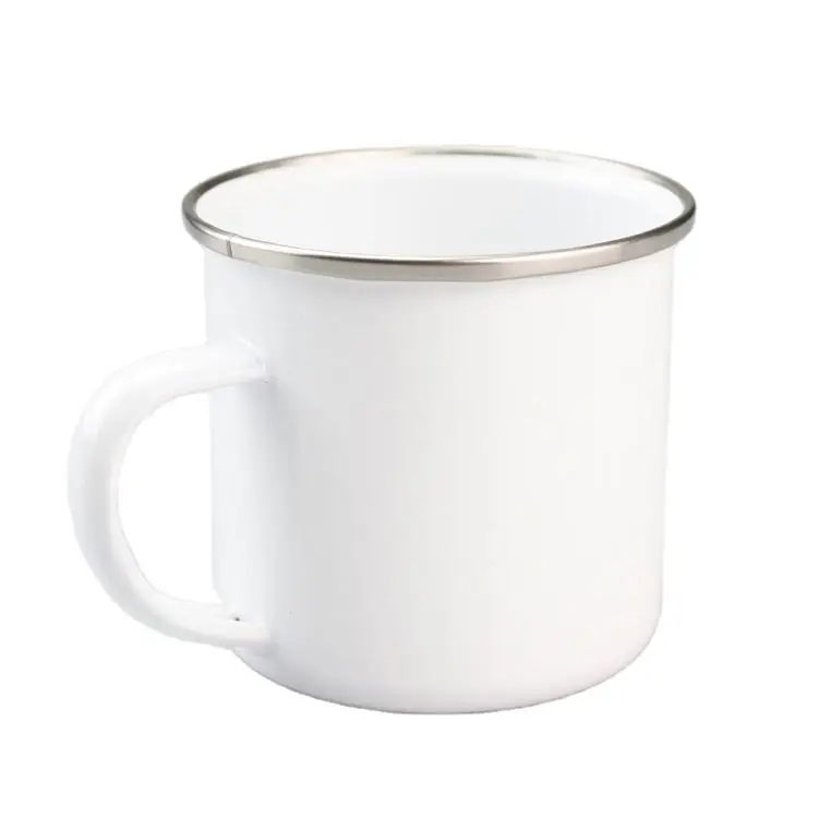 White Ceramic Custom Sublimation Blank Enamel Metal Camping Mug