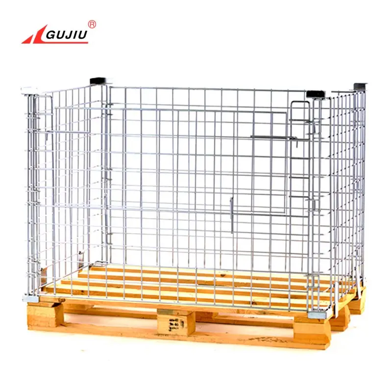 PET Preform Cap Flexible Storage Warehouse Powder Coating Hypacage Stackable Mesh Galvanized Steel Metal Wire Mesh Pallet Cage