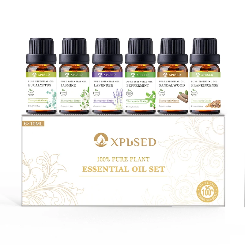 Оптовая цена на заказ, набор из 6 смесей эфирных масел, 100% натуральные органические терапевтические эфирные масла для ароматерапии