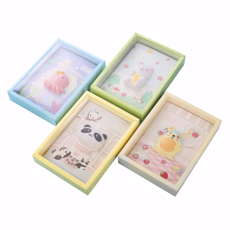 Large Stocked a5 soft pu cover cute animal design decompressive notebook gift box packed