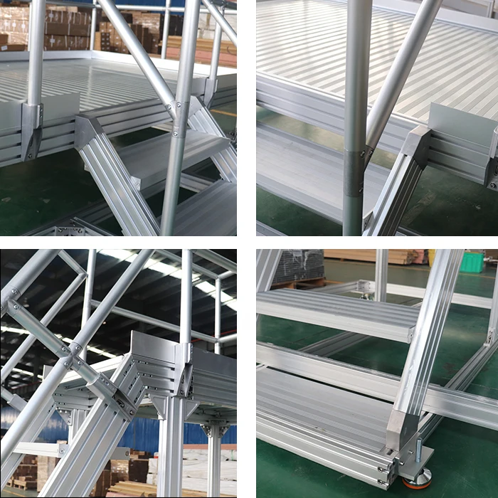 Aluminum Warehouse Ladder Platform Rolling Warehouse Platform Ladder Wheel Warehouse Ladder