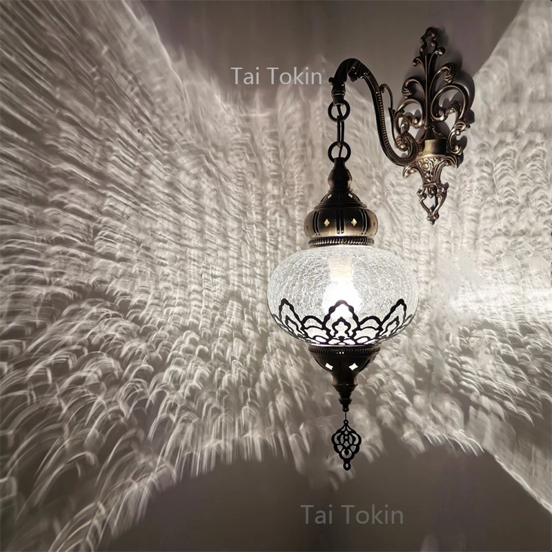Ottoman retro exotic restaurant hotel homestay bar cafe decoration turkish hollow ice crack wall lamp