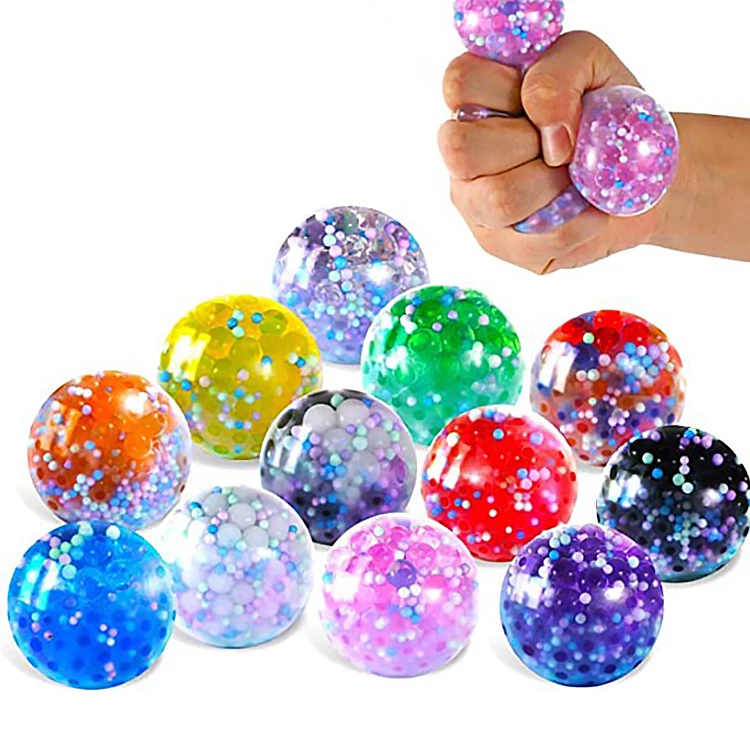 Soam Color Bead Children Adult Decompression Vent Ball Squeeze Pinch Music TPR Decompression Color Bead Funny Ball Toys
