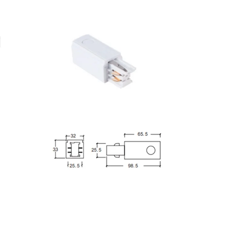 Live-end connector for 4 wire 3 circuit LED Track light track rail