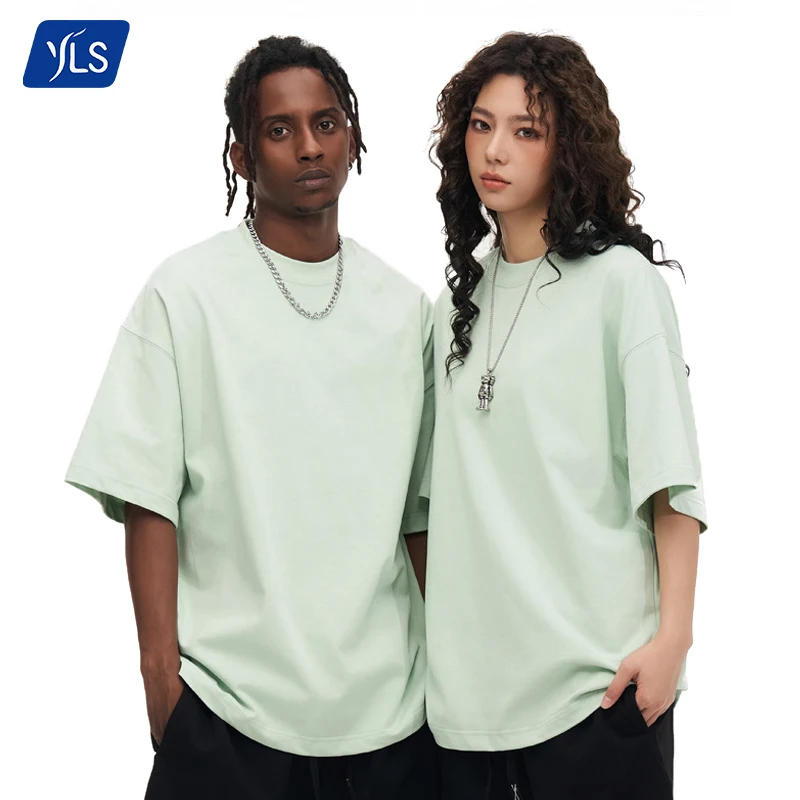 YLS Custom Turtle Neck Heavy Weight T-shirts 100% Cotton 310g Blank TShirt Oversized Baggy Mock Neck Turtleneck T Shirts For Men