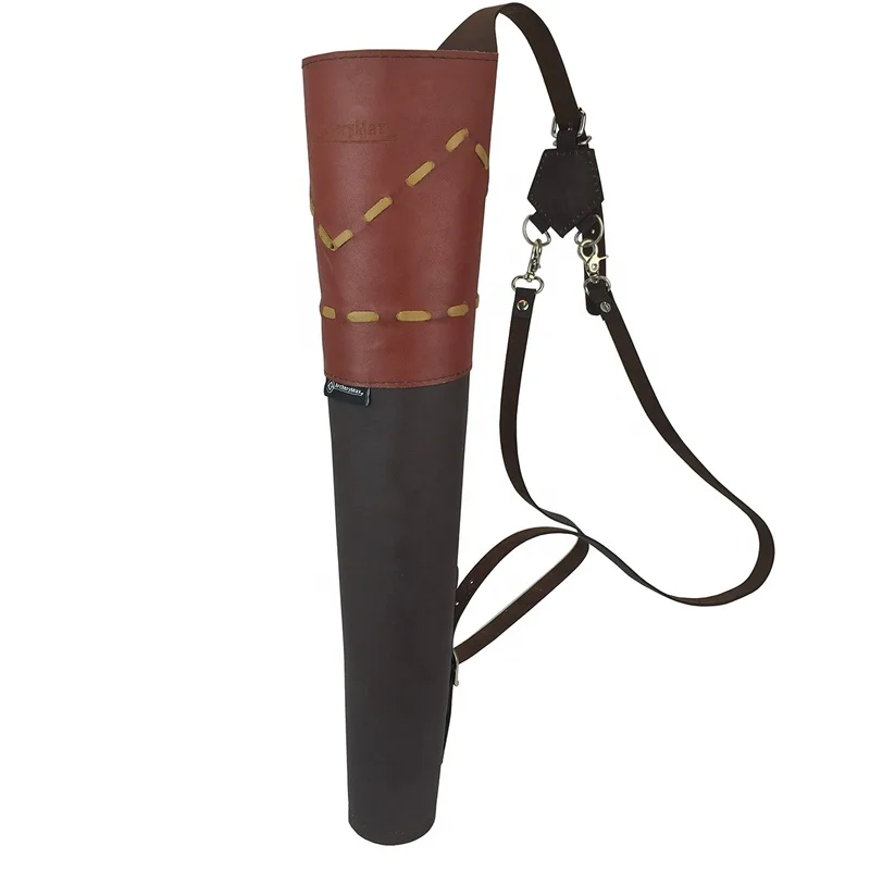 Traditional Archery Arrow Quiver Leather Shoulder Back Quiver for Outdoor Sport