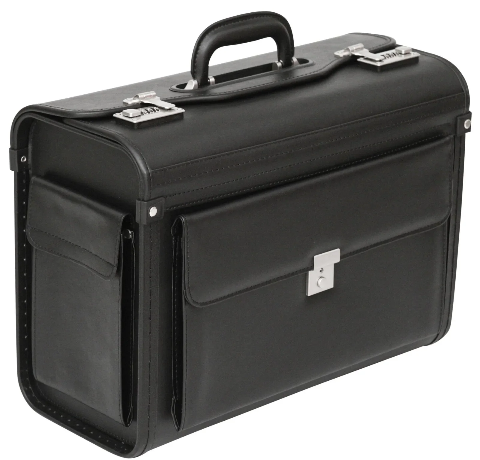 Unisex New Executive Flight Briefcase Business Laptop Travel Bag with Spinner Caster Made from PU Material for Pilots