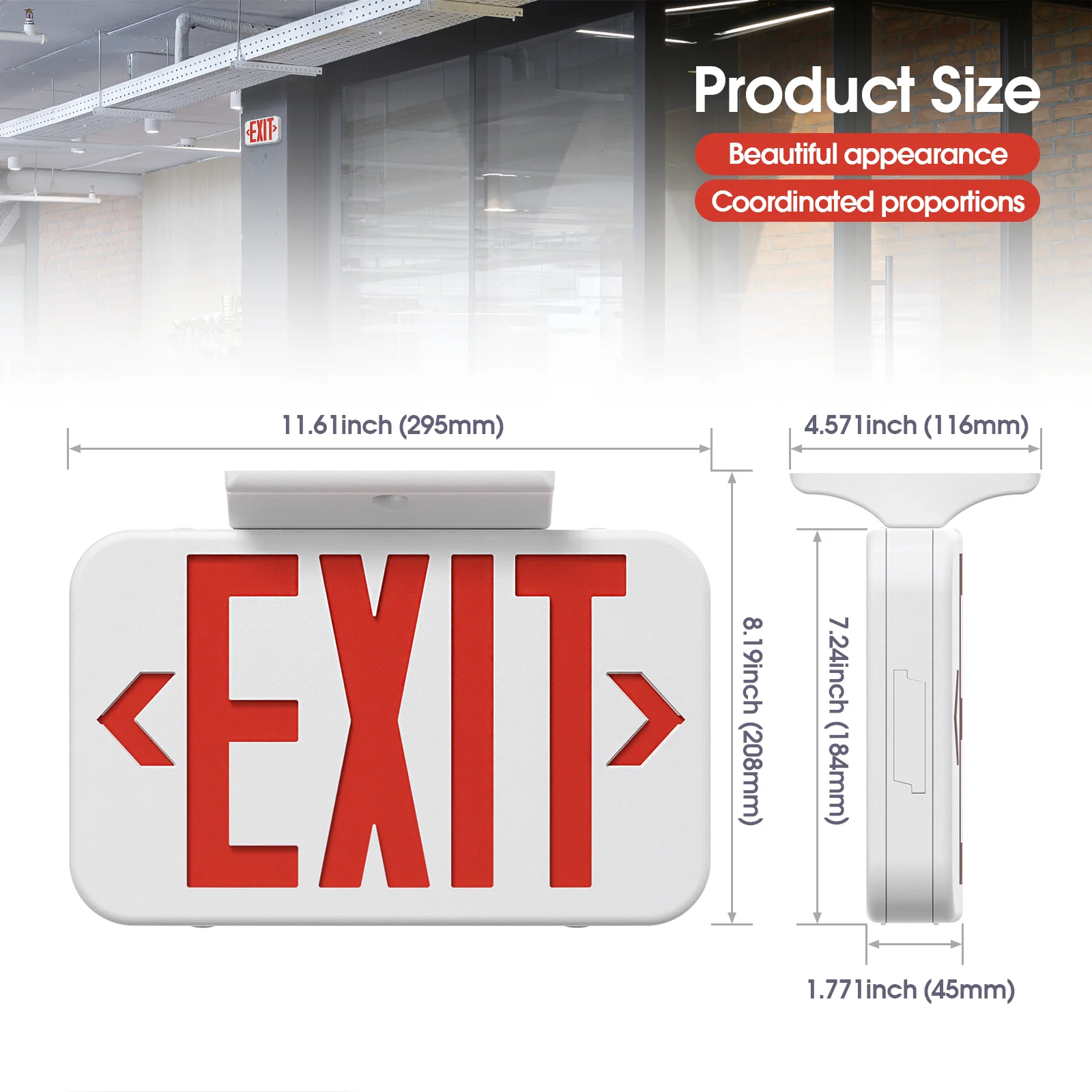 2024 Hot Selling Red/Green Letter ABS Plastic LED Emergency Exit Sign Led Light For USA Market