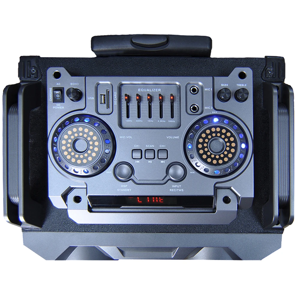 AUDMIC AC Power 300W 12 inch Bass PA Audio Karaoke Music Speakers System with Bluetooth Microphone Jack