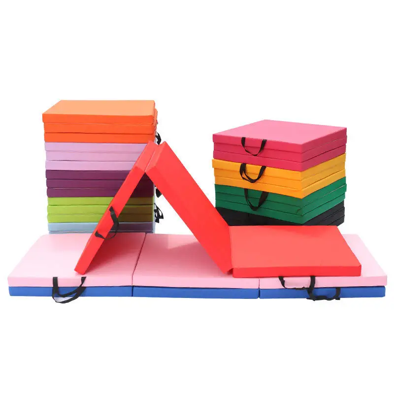 Custom 2-Fold Folding Gym Exercise Mat With Carrying Handles For Tumbling Stretching Gymnastics Exercise Mats