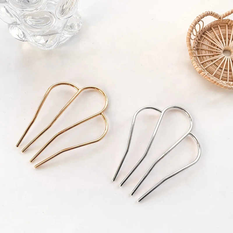  9.5 Hairpin Metal Alloy 4 Prong Hair Styling Tool Accessories Bun Pick Side Comb Pins Clips Grips Fork For Women