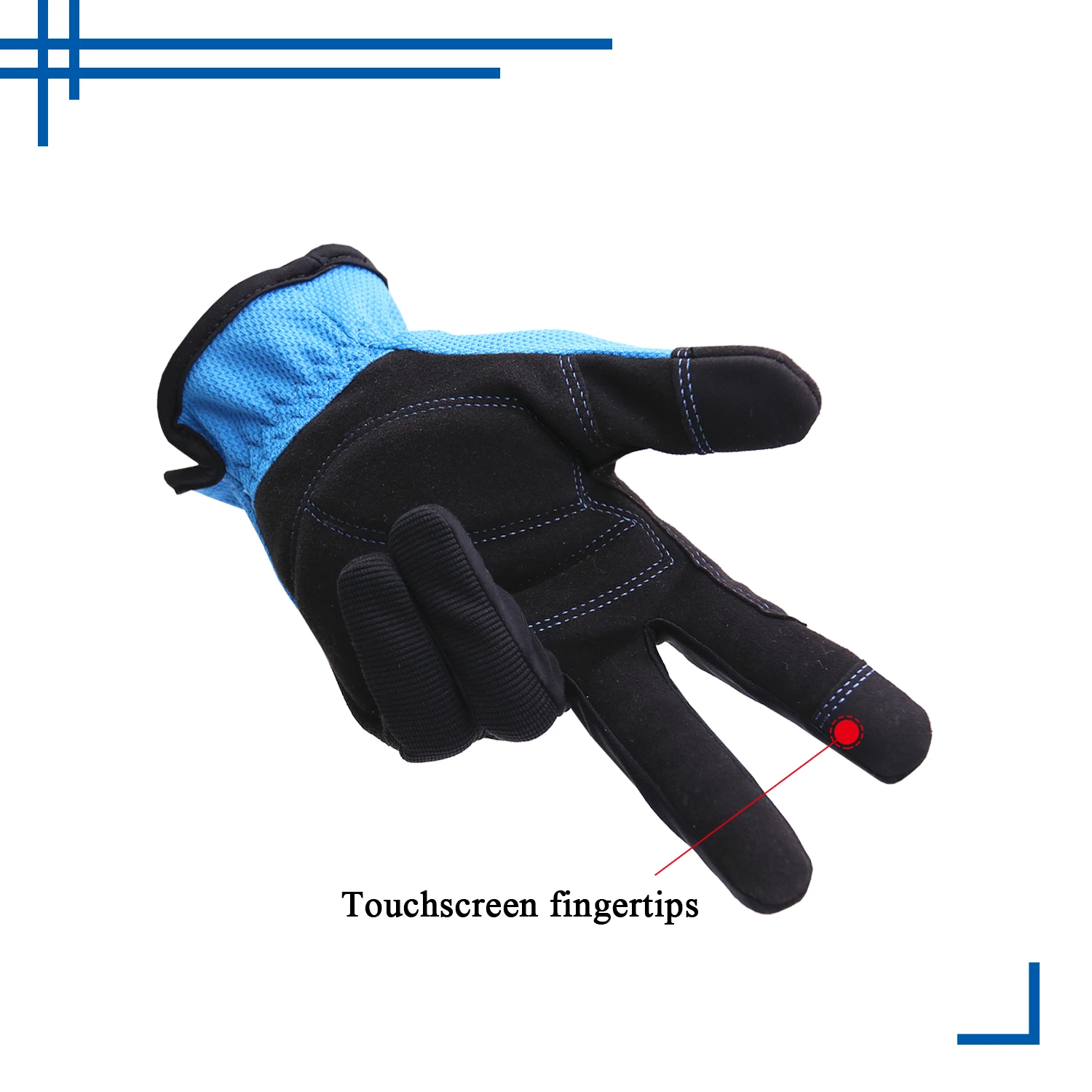PRI Blue Foam Padded Vibration-resistant High Visibility Mechanical Touch Screen Construction Safety Gloves to Work EN388 CN;FUJ