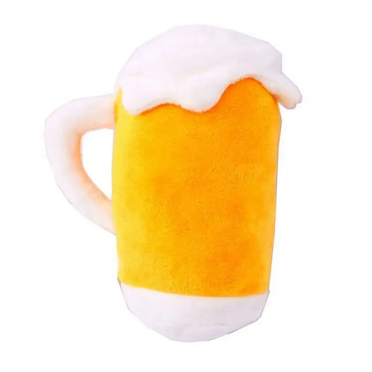 BEEJAY Simulation beer mug beer bottle squeaking sounding plush stuffed pet toy