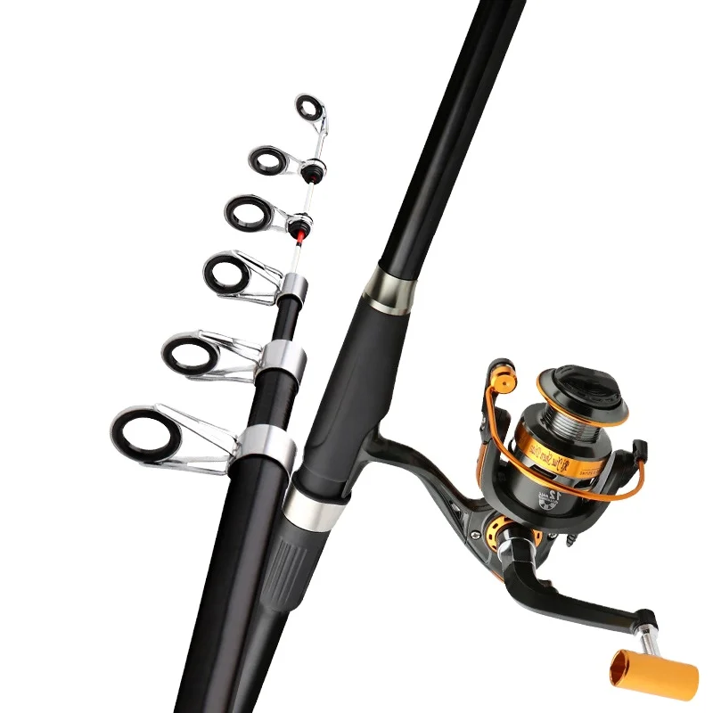 FISHGANG OEM surf fishing rod with luminous soft tip carbon hard 2.1m 2.4m 2.7m 3.0m 3.6m telescopic raft fishing rod