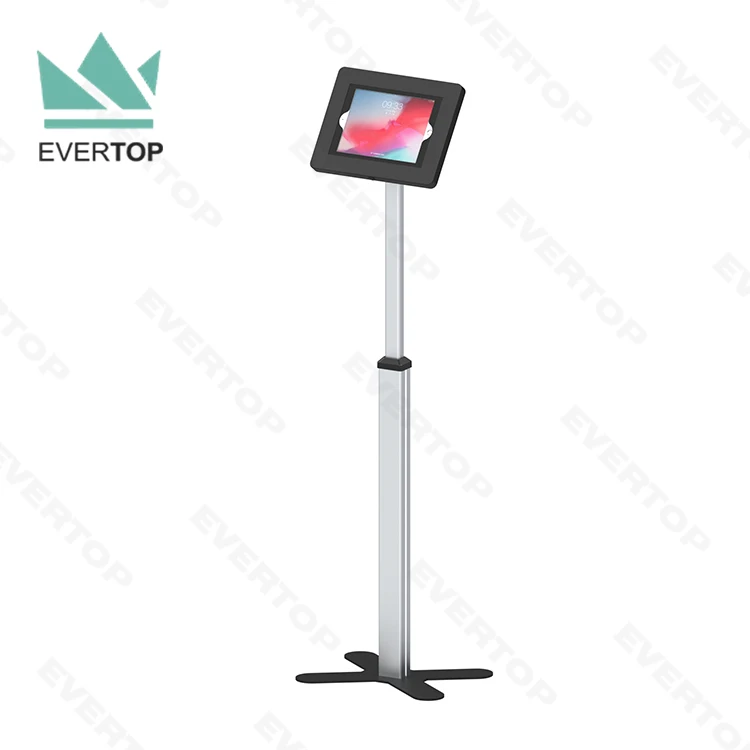 LSF03-C Telescopic Floor Tablet Security Stand Display Secure Enclosure Tablet Holder with lock Height adjustable for ipad Kiosk