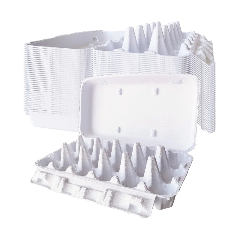 factory manufacturer white paper fiber egg box 3*6=18 holes flip top lid biodegradable hen egg containers farm business boxes