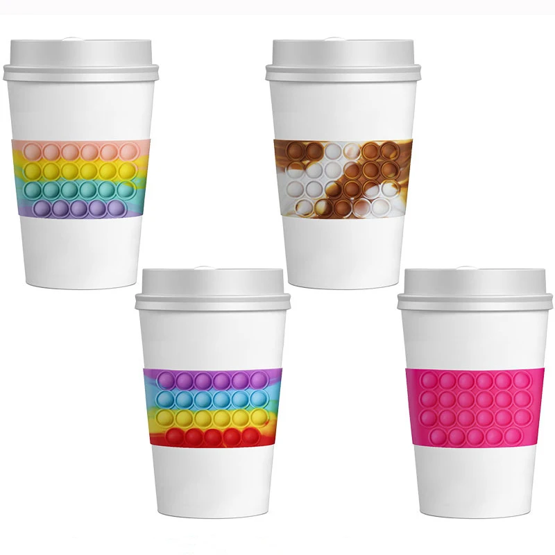 Winter Hot Sale New Silicone Anti-scalding Cup Holder For Milk Tea Cup Pop Bubble Coffee Cup Sleeve Fidget Toy