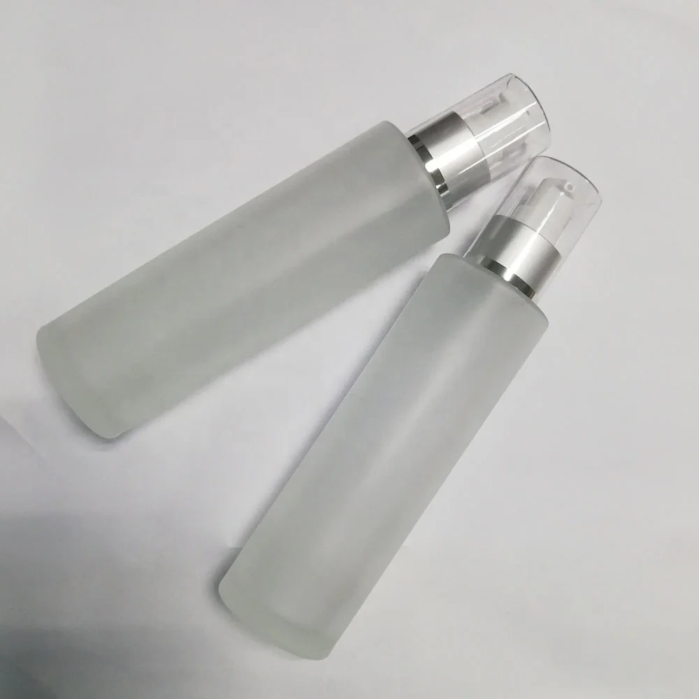 Hot sale 150 ml  frosted cosmetic glass  bottle skin care  lotion pump bottle