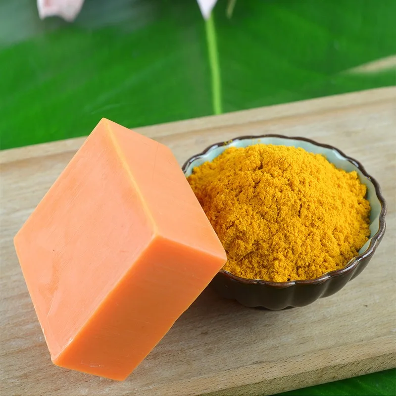 Customized logo packaging natural handmade  turmeric kojic acid soap for skin brightening and freckle removal Jabon de bano
