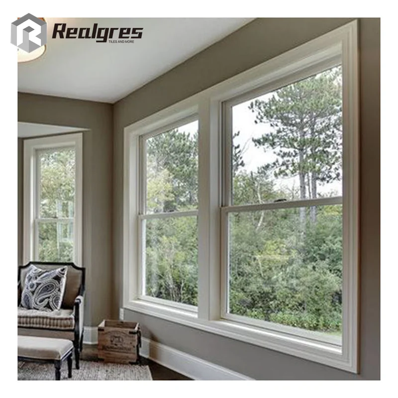 Replacement PVC Vinyl Sash Windows Glass Single Double-Hung Doors and Windows Grids Custom Black UPVC Sliding Windows