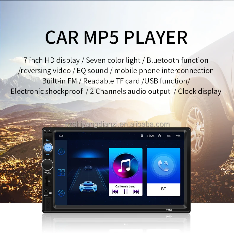 BT call hands-free radio audio 7-inch display reversing image gift rearview camera 12V car mp5 player manual