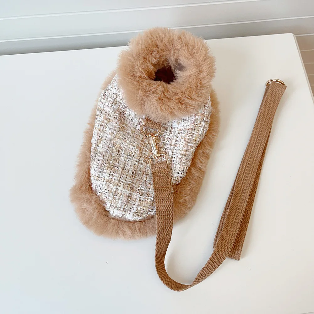Luxury Winter Puppy Dog Cloak Pet Cape Warm Fur Mantle Clothes