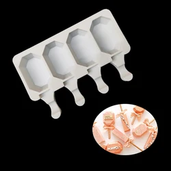 New design Irregular gem shape  popsicle mold silicone ice pop mold 4 cavity shock cakesicle mold