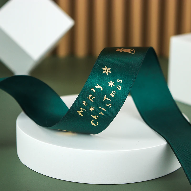 Elegant Custom Ribbon Printed in Full Colors Green Custom Printed Satin Ribbon Personalized Ribbon