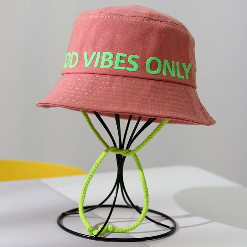 
Custom summer design embroidery rope kids fishing caps children bucket hat 