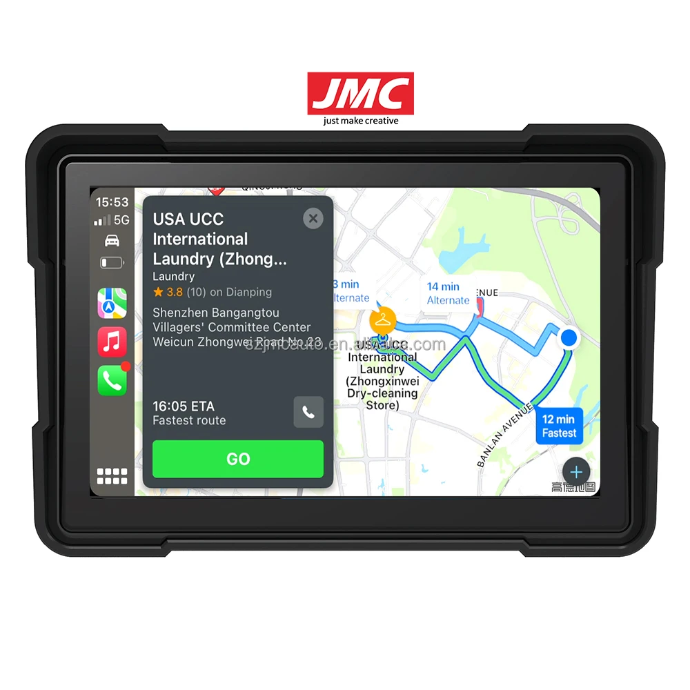 JMC 5-дюймовое портативное мотоциклетное навигационное устройство Linux система CarPlay Android Auto Wifi BT DVR Водонепроницаемый уровень IPX7