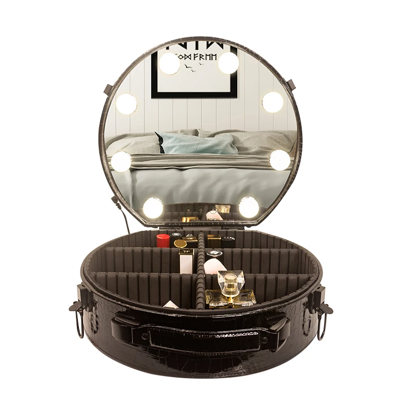 Настольный органайзер для хранения косметики для путешествий креативный женский косметический портативный два в одном со светодиодной подсветкой комбинированная панель чехол для макияжа