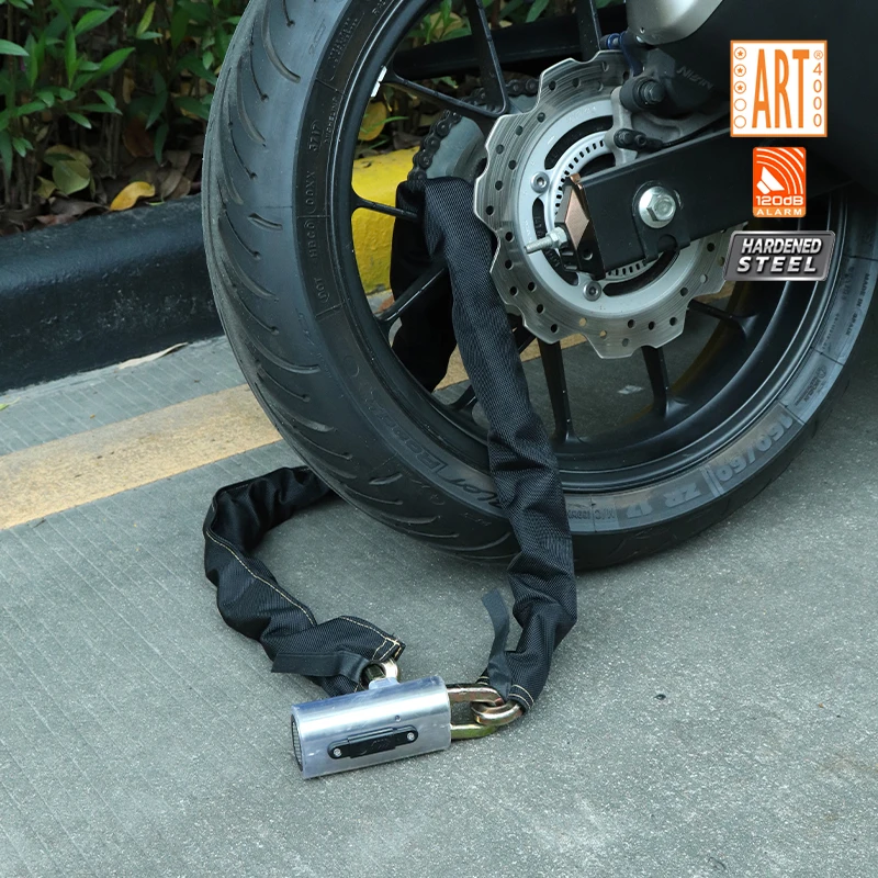 120Db Alarm Heavy Duty Waterproof Anti-theft Electronics Bicycle Chain Alarm Lock Suitable for Motorcycle Bike