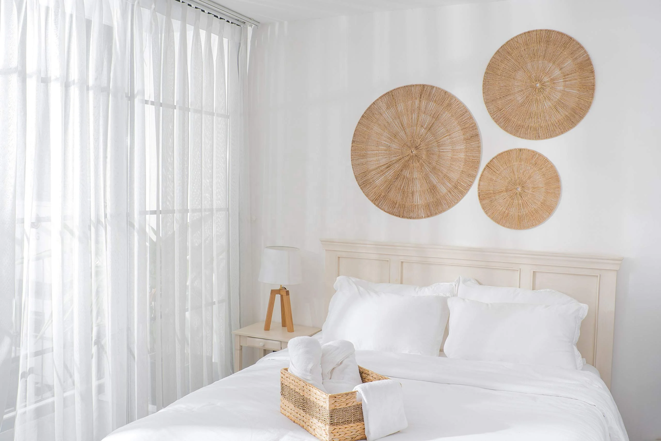 Best Selling Vietnamese Rustic Round Seagrass Jute Rope Iron Basket Wall decor Vietnam Woven Basket Hanging Wall Decor Set