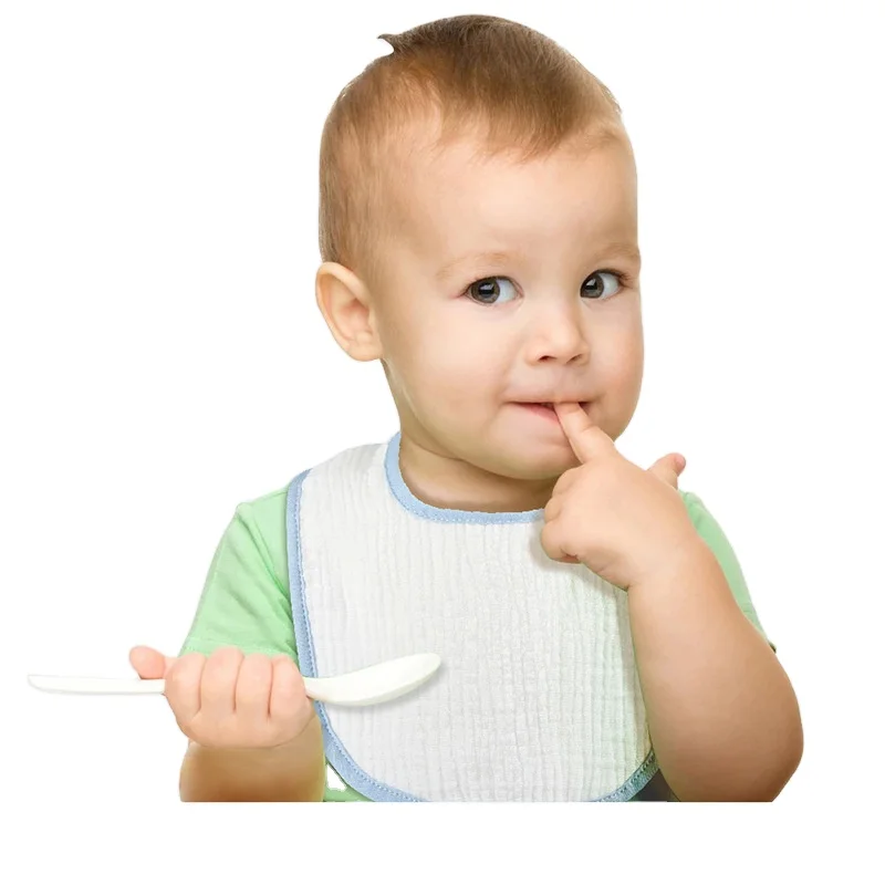 Wholesale crepe fabric new drool bib Solid color pure cotton 4-layer bib baby supplies newborn bib