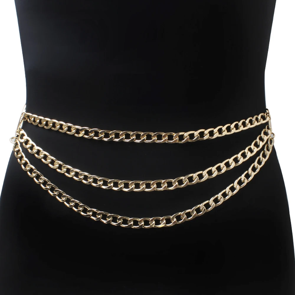 Wholesale Customized Fashion Women Dress Chain Waist Belt For Women multi-layer Exaggerated Body Metal Chain Belt