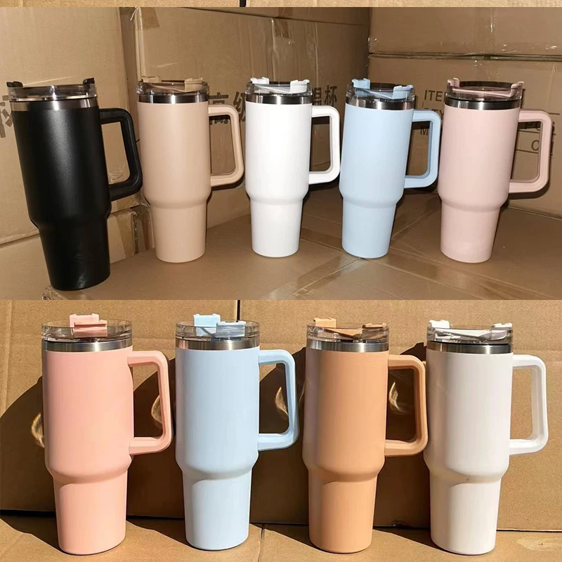 Blank Sublimation 40 Oz 20oz 30oz Travel Sports Tumblers 304 Stainless Steel Double Wall Vacuum Insulation Cup Cooler Can black