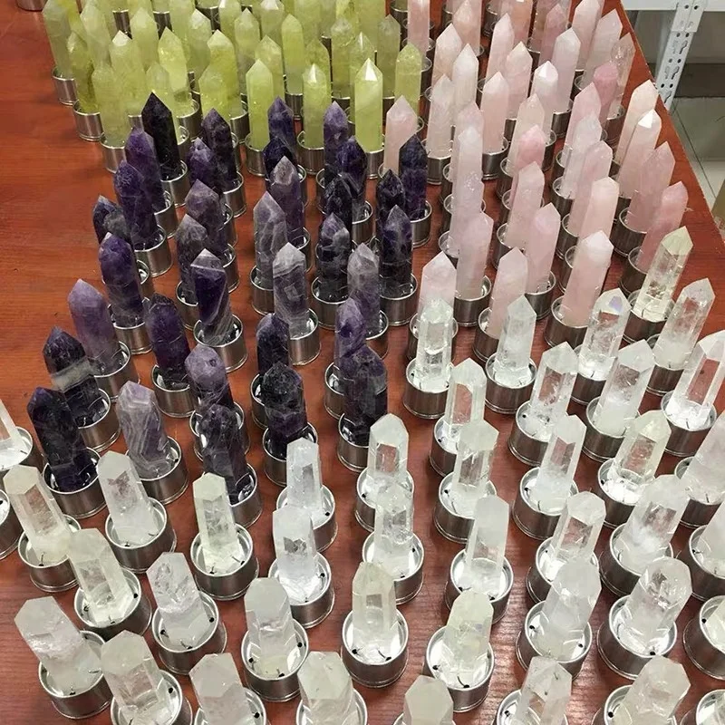 Whosale Natural Healing Rose Gravel stone Gemstone Crystal Points Glass Water Bottles