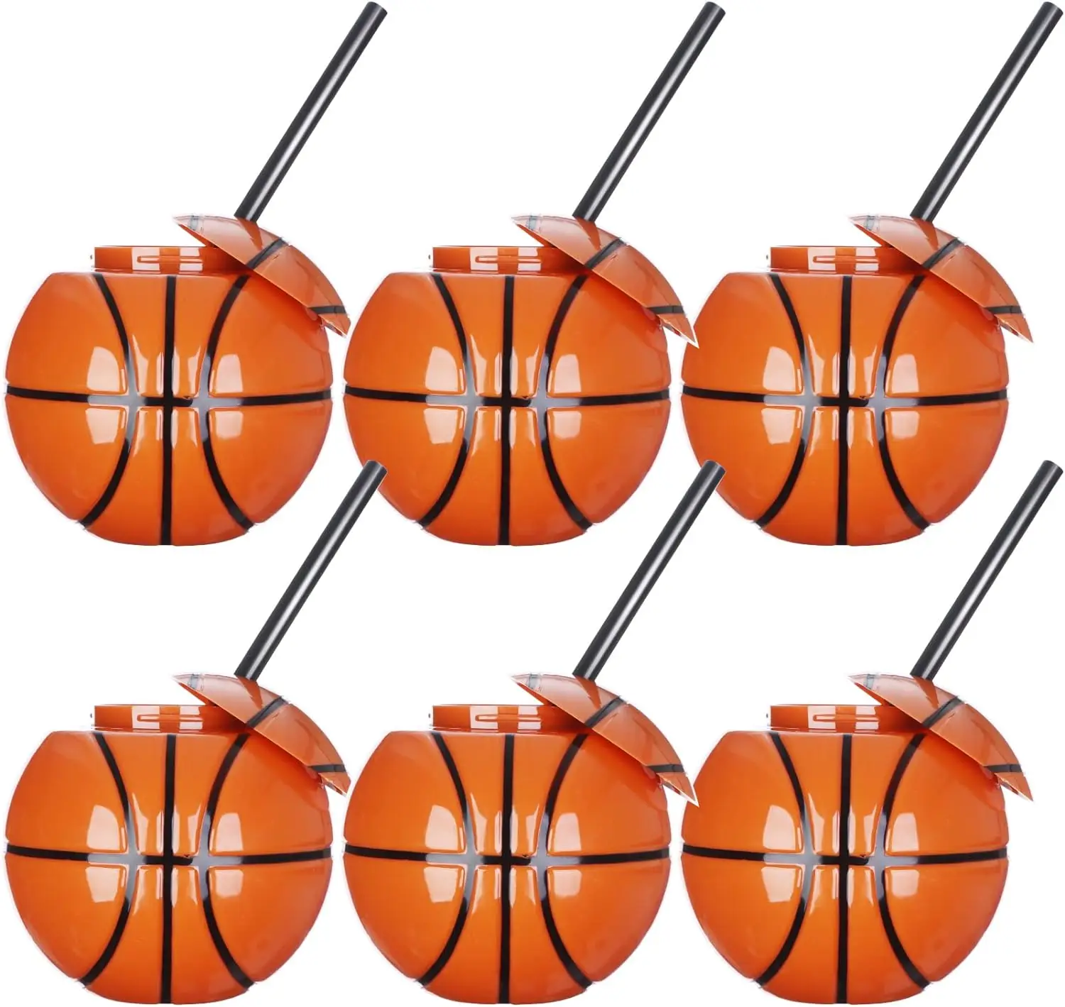 Koi 15 oz Plastic Basketball Tumbler Drink Cup with Straw and Lid for Basketball Fans