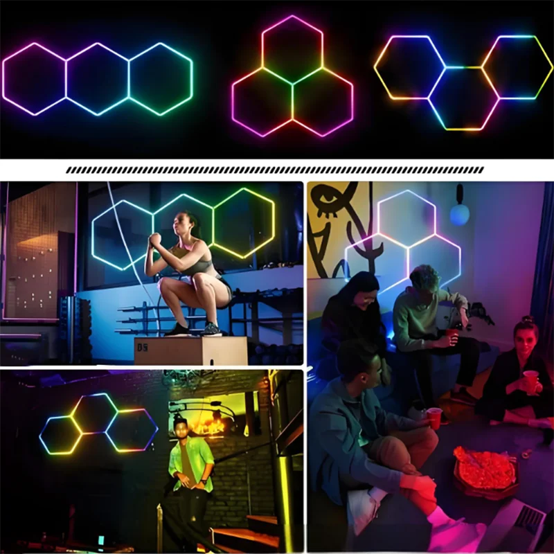 Free Design led hexagonal lights Custom hexagon garage lights for garage ceiling