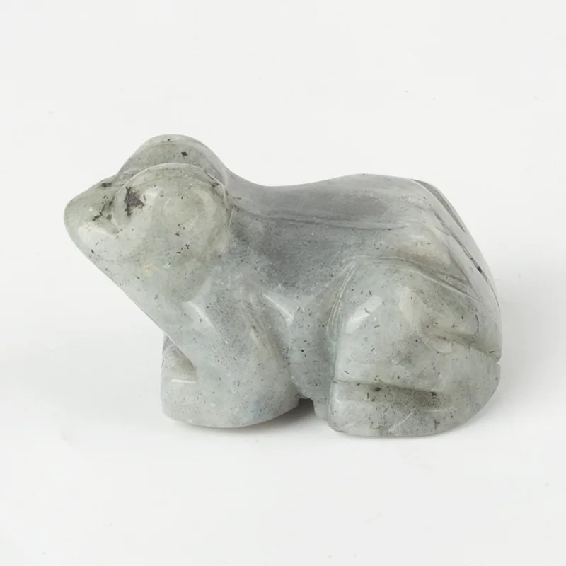 Natural crystal frog healing stone statue, 3.87cm handmade carved pocket animal room decoration gemstone