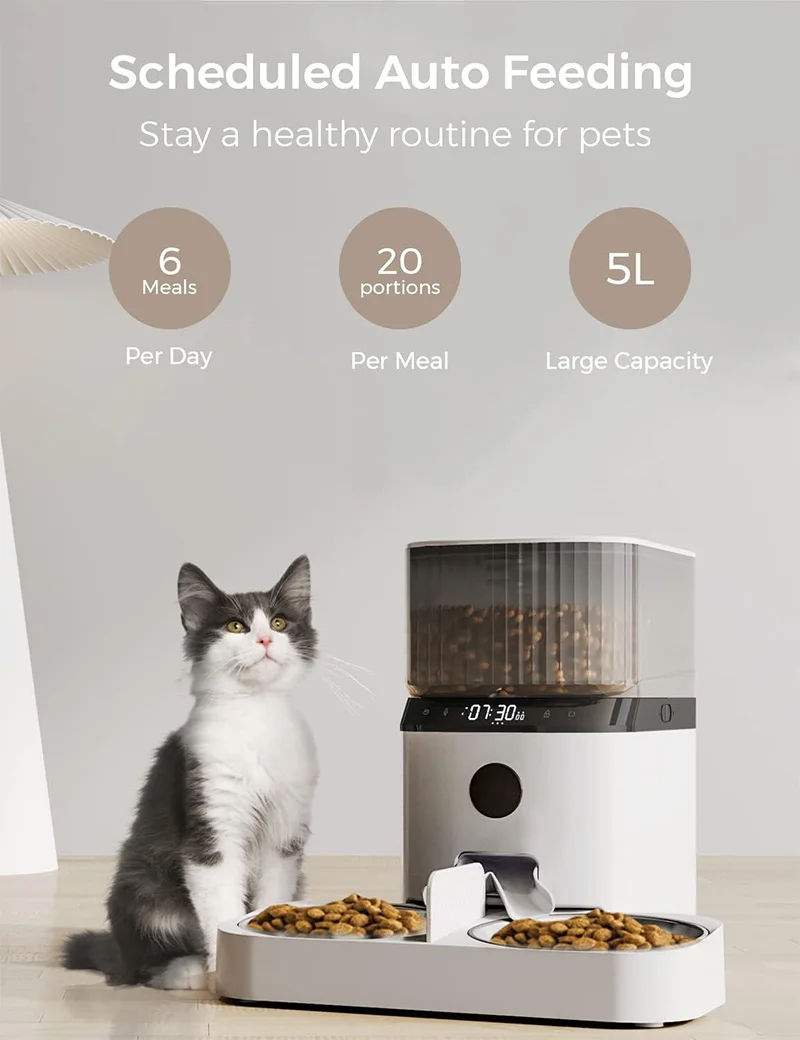 Automatic Cat Feeders for 2 Cats WiFi Cat Feeder Smart Pet Feeder for 2 Dogs