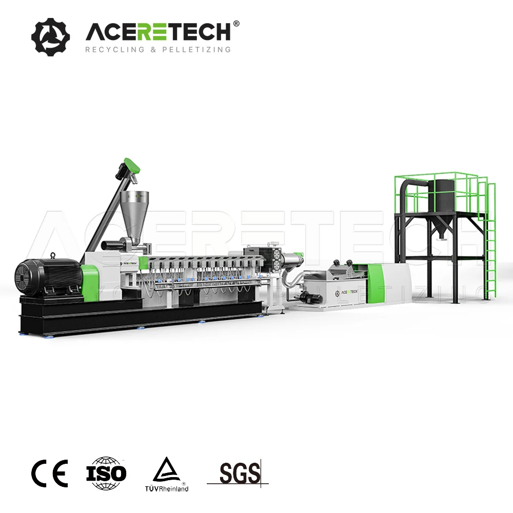 Fully Automatic ATE75 PP/PE/PET Flakes Plastic Recycling Conical Double Screw Extruder Machine