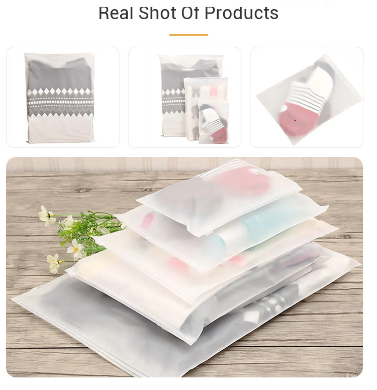 Hot Selling Transparent Zipper Resealable Clothes Packaging Frosted Plastic Ziplock Bag Zip Lock Bags With Logo